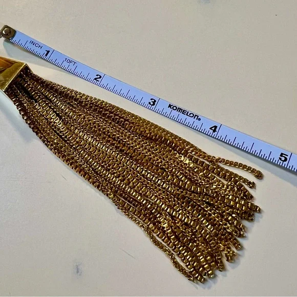 VINCE CAMUTO Gold Plated Statement Tassel Dangling Mesh Pendant Long Necklace - Picture 10 of 10